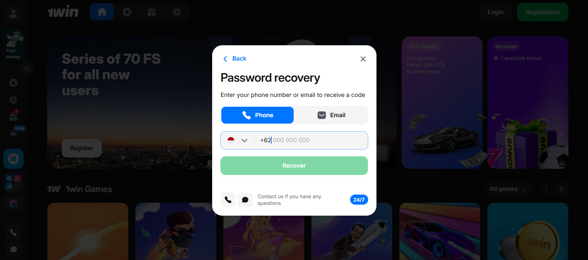 What should I do if I can’t log into my 1win Indonesia account?