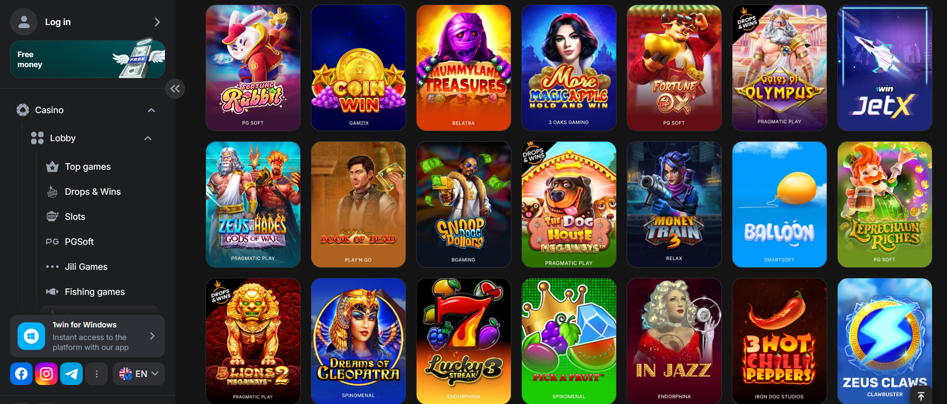 Play exciting casino games online at 1win Indonesia site